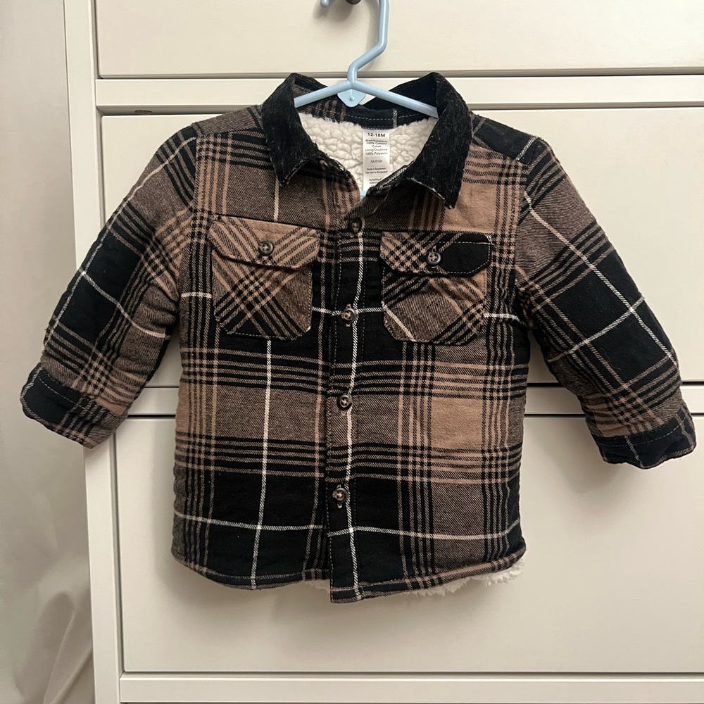 Plaid Sherpa Button-Up Jacket (12-18months)